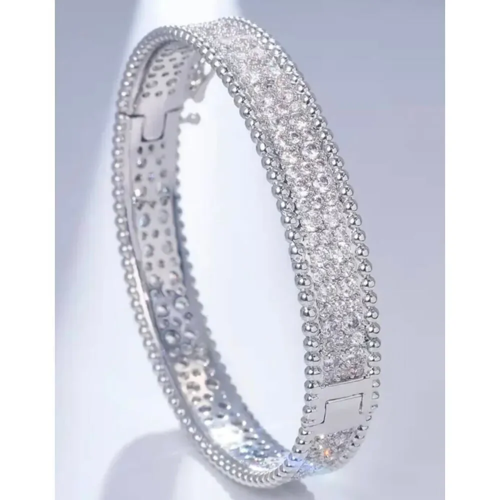 CERTIFIED Genuine Moissanite Diamond 10.8Ct.VVS1 Round Pave Wide Bangle Bracelet